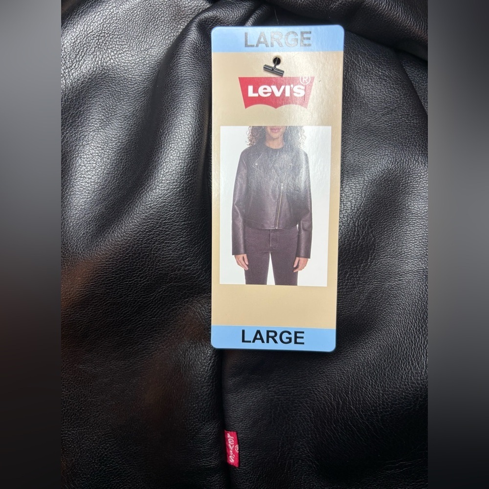 🔥🔥🔥LEVI STRAUSS Women’s Black Faux Leather Fully Lined Moto Jacket Grunge Punk - Picture 13 of 15